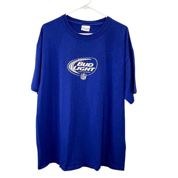 Bud Light T Shirt size XL Men Blue Crewneck Short Sleeve Graphic Football - Picture 1 of 4